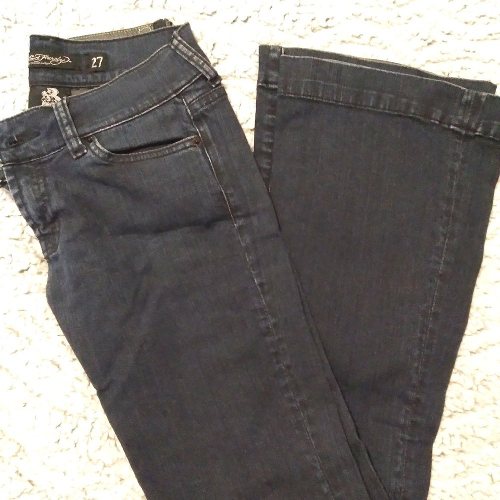 SOLD: Ed Hardy by Christian Audigier bell bottom jeans size 27